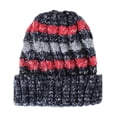 thumbnail image 2 of WITHMOONS Thick Crochet Knitted Stripe Beanie Hat Slouchy CR5509 (Navy), 2 of 4