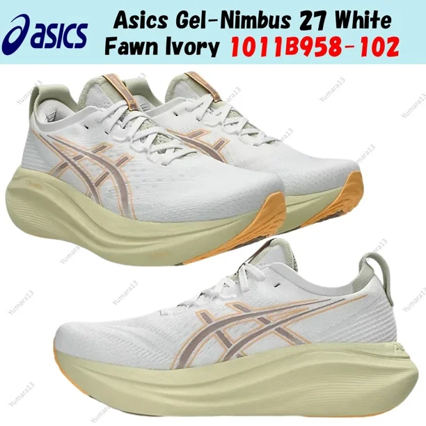Asics Gel-Nimbus 27 White Fawn Ivory 1011B958-102 Men's Size