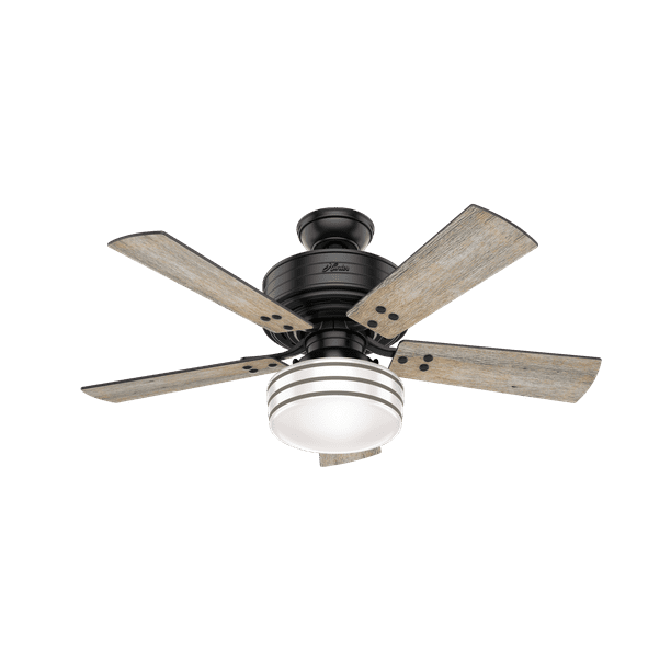 Hunter 44 Cedar Key Damp Rated Matte Black Ceiling Fan With Light Kit And Remote Com - Ceiling Fans With Lights Ratings