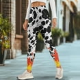thumbnail image 4 of Renewold Cow Print Fire Pocket Yoga Leggings for Women Yoga Pants Tights Ultra Soft Slim Basic Pants Casual Active Yoga Leggings for Workout Sports Yoga Party, XS, 4 of 8