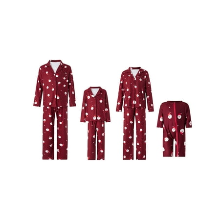 

Suanret Christmas Family Matching Pajamas Santa Claus Pattern Long Sleeve Tops + Straight Leg Pants Pet Clothes Homewear Wine Red Dog-2XL