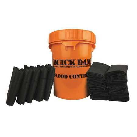 Quick Dam Grab & Go Flood Kit includes 5- 5ft Flood Barriers & 10- 2ft Flood Bags in Bucket