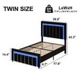 thumbnail image 2 of 4 EVER WINNER Twin Bed Frames, Striped & Diamond Studded Velvet Headboard & Footboard with LED Lights, Stable Noise-Free Structure, No Box Spring Needed,Black, 2 of 9