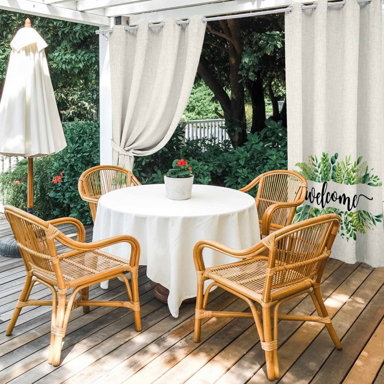 Outdoor Curtains for Patio Waterproof, Eucalyptus Leaves Outdoor Privacy Panels Grommet, Farmhouse Vintage Green Leaf Branches Blackout Outside Curtains for Porch/Cabana 54"x108", 1 Panel