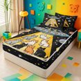 thumbnail image 2 of meiyoeat Cartoon Cat Galaxy Zipper Twin Comforter Sets with Fitted Sheet and 2 Pillowcases For Boys,Space Theme Kitten Print Zipper Bedding Set,Reversible,4-Piece, 2 of 7