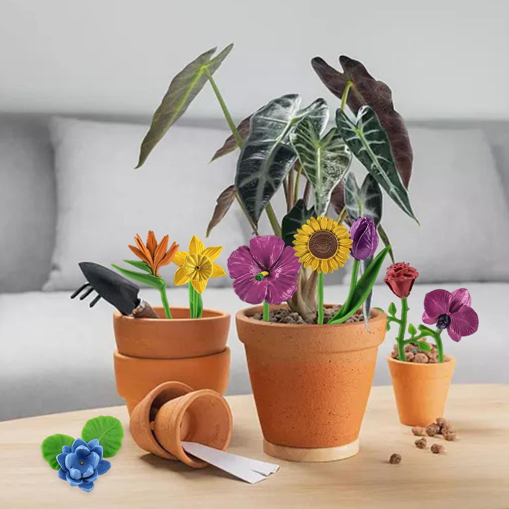 GUOOL 2x Simulation Flower Plants Toys,Faux Flowers Mini Ornaments