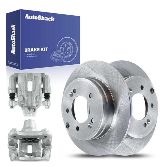 AutoShack Rear Solid Brake Rotors   Calipers 4-PC Brake Kit Replacement for 2015-2019 Hyundai Sonata 2016-2020 Kia Optima 11.18" (284 mm)