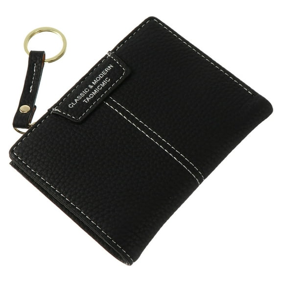 RENACLIPY Black Wallet Keychain Change Purse Compact Holder with Key 1 Piece