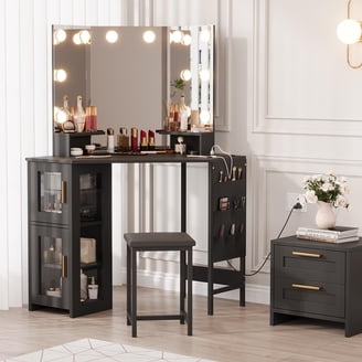 Ktaxon Vanity Table Set with USB Charging Station for Bedroom