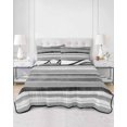 thumbnail image 2 of Quilts Twin Size Bedding Set, Grey Nordic Style Stripes Lightweight Quilted Comforter, Black Gray Texture Soft Reversible Bedspread Coverlet with Pillow Covers for All Season, 68" x 86", 2 of 7