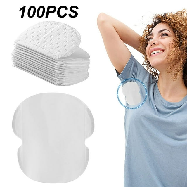 Pompotops Liquidation de Produits de Beauté, Cadeaux Beauté pour Femmes, Coussinets Absorbants pour Aisselles pour Hommes et Femmes, Coussinets Absorbants Jetables Adaptés aux Femmes Qui Transpirent, Confortables, Inodores, Invisibles, 100 Pcs