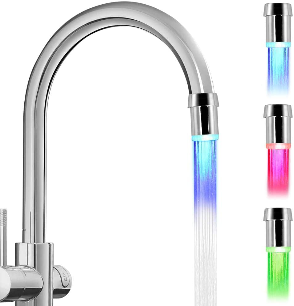 3-Color Sensor LED Light Water Faucet Tap Temperature For Kitchen/Bathroom 