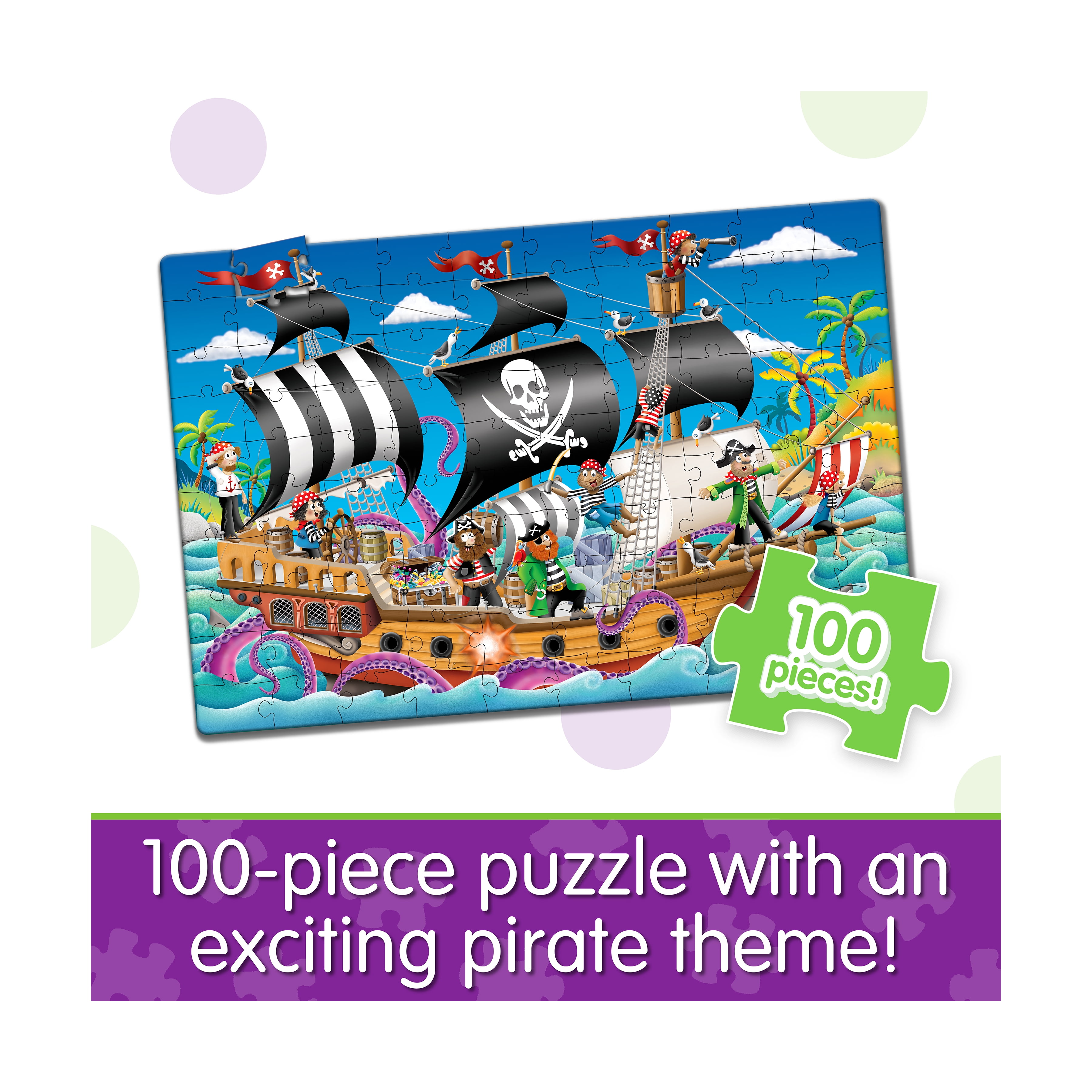 The Learning Journey Puzzle Doubles! - Glow in the Dark Pirate Ship: 100 Pcs