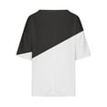 thumbnail image 5 of Jewelreauty Women Oversized Patchwork Shirts 3/4 Sleeve Crewneck Cute Print Tops Summer Casual Elbow Length T-Shirts (S, White), 5 of 5