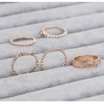 thumbnail image 3 of Xiao Hua Juego de 5 anillos apilables de oro rosa con cristales, 5 anillos brillantes, joyería bohemia vintage, tallas 6-10 (código 10 de EE. UU.), 3 of 5