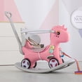 thumbnail image 2 of Rocking Horse for Kids, SUREGO Balance Riding Horse with 4 Wheels, Toddler Ride on Toy with Push Handle for Boys & Girls, Ages 12 Months to 3 Years, Pink, 2 of 7