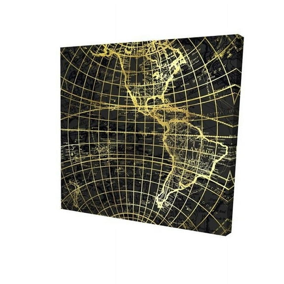 Begin Home Decor 2080-0808-CI73 8 x 8 in. Black & Marine World Map Globe-Print on Canvas