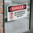 thumbnail image 4 of No Swimming No Lifeguard On Duty OSHA Danger Vinyl Decal Label 18 Inch x 12 Inch - 5 Pack, 4 of 6