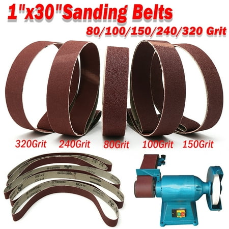 5-Pack 1-Inch X 30-Inch 80/100/150/240/320 Grit Grit Aluminum Oxide Sanding Belt High