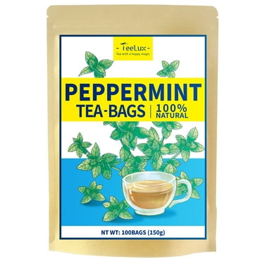TeeLux Peppermint Tea Bags, Mint Herbal Tea, Refreshing & Soothing Flavor, Caffeine Free, 100 Count