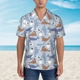 thumbnail image 4 of Daiia Seal Fox Seagull Whales Hawaiian Shirt for Men Gentle Cotton Regular Short Sleeve Casual-X-Large, 4 of 9