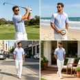 thumbnail image 7 of Trgacdwlo Cotton Linen Men Polo Shirts Color Block Raglan Men's Shirts Short Sleeve Summer Lightweight Moisture Wicking Golf Polo Shirt Men, 7 of 7