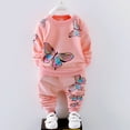 thumbnail image 2 of Qingpeng Toddler Girl Spring Fall Outfits Butterfly Print Long Sleeve Pullover Sweatshirt Tops and Cotton Blend Casual Loose Pants Clothes Set, 2 of 6