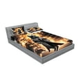 thumbnail image 2 of Ambesonne Cat Fitted Sheet & Pillow Sham Set, Cinematic Humorous Agent Kitty, Full, Pale Orange and Dark Grey, 2 of 2