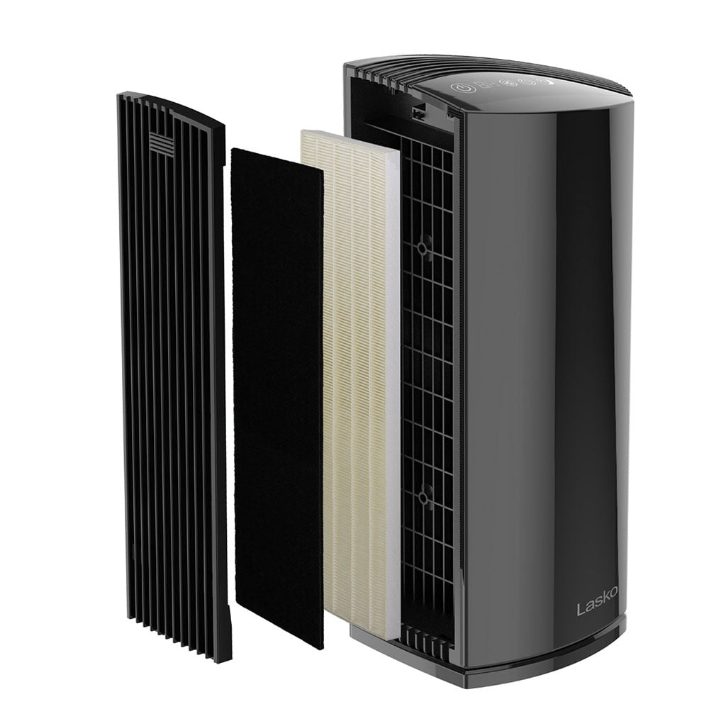 Lasko 4 Speed Tower Air Purifier with HEPA Filter and DreamMode, Black, LP450
