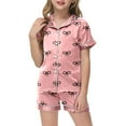 thumbnail image 5 of Gubotare Girls' Pyjama Sets Pajamas Set Girls Pjs Short Sleeve 2 Piece Sleepwear Button-Down Kids Nightwear (Light Pink,Size 6-7 Years), 5 of 5