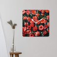 thumbnail image 3 of 16 Inch Wall Clock Battery Operated Square Clock for Office, Kitchen, Outdoor, Living Room,Floral Pink Roses on White Creative, 3 of 4