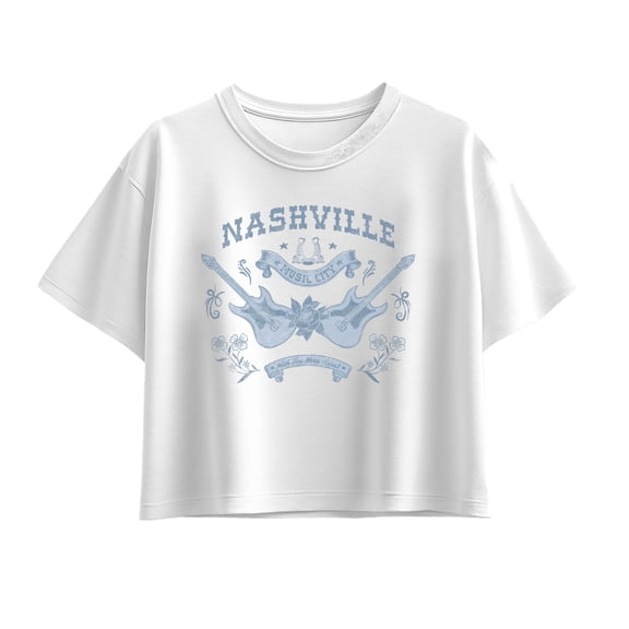 Instant Message - Nashville Wish You Were Here Girls' Short Sleeve Boxy Graphic T-Shirt