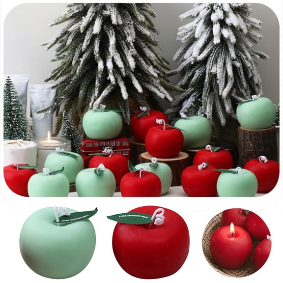 Nkmbld Candles for Home Scented, Creative Apple Shaped Christmas Candle for Xmas Gifts Winter Holiday Home Bedroom Bathroom Decor Party Supplies