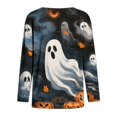 thumbnail image 5 of Halloween Printed Tops for Women V Neck Quarter Button Long Sleeve Trendy Festival Party Top Multicolor 06 XXXL, 5 of 5