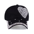 thumbnail image 6 of Hip Hop Women Man Sunshade Pearl Rhinestones Studded Baseball Caps Snapback Hat Peaked Cap Ponytail Baseball Cap DARK BLUE, 6 of 8