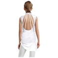 thumbnail image 2 of SiiRoh Girls Elegant Lyrical Dance Dress Sparkly Sleeveless Cutout Backless Mesh Overlay Dancewear Ivory 10, 2 of 7