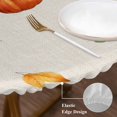 thumbnail image 3 of Fall Orange Green Pumpkins Round Tablecloth, Fitted Table Cover with Elastic for 45"-54" Round Tables, Thanksgiving Maple Leaf Rustic Table Cloth Outdoor Indoor Dinning Party Waterproof Tablecloths, 3 of 7