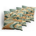 thumbnail image 5 of Ambesonne Mid Century Modern Boho Throw Pillow Cover 4 Pack, Landscape, 20", Amber Teal Burnt Orange, 5 of 7