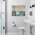 thumbnail image 2 of Lighthouse Sailboat Wall Art Coastal Beach Pictures Canvas Prints Ocean Seagulls Painting Framed Nautical Artwork Home Decor for Bathroom Dining Living Room 16"x12", 2 of 6