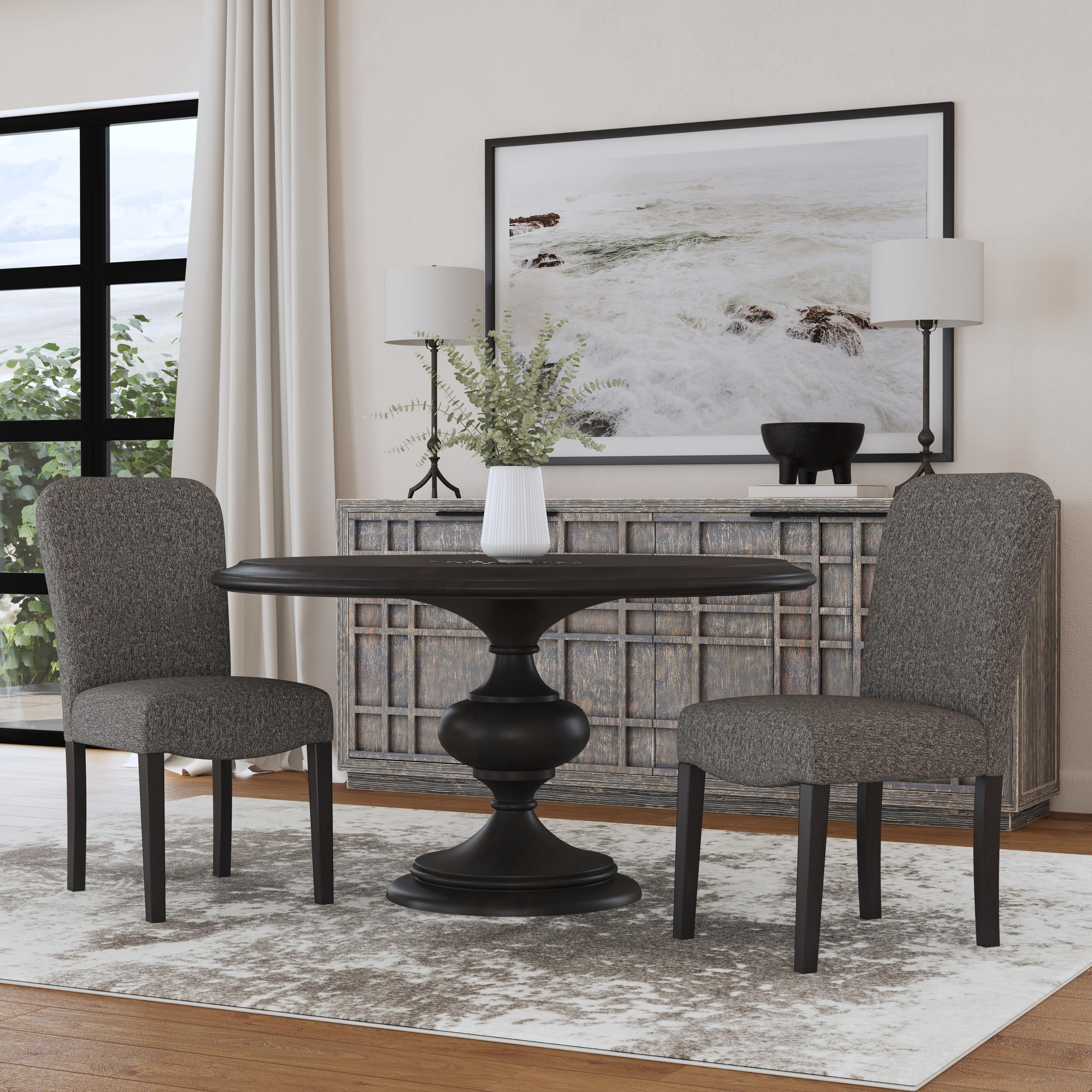 HomePop Rounded Back Upholstered Dining Chair, Set of 2, Black