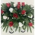 thumbnail image 2 of Door and Decor 24” Artificial Silk Red and White Roses Memorial Bouquet, 2 of 5