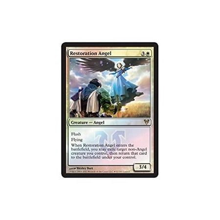 - Restoration Angel - Prerelease & Release Promos - Foil, A single individual card from the Magic: the Gathering (MTG) trading and collectible card game (TCG/CCG). By Magic: the