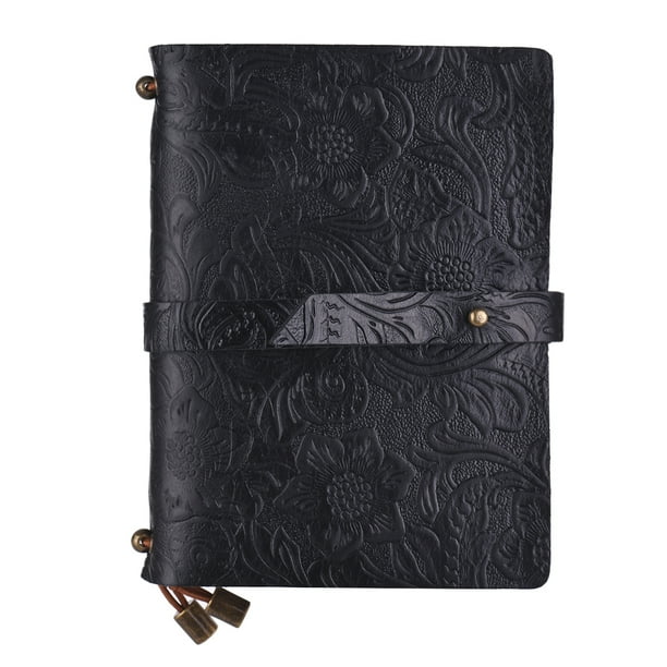 Leather Vintage Embossed Pattern Travel Journal Notebook Lined Blank Grid Paper Diary Refillable