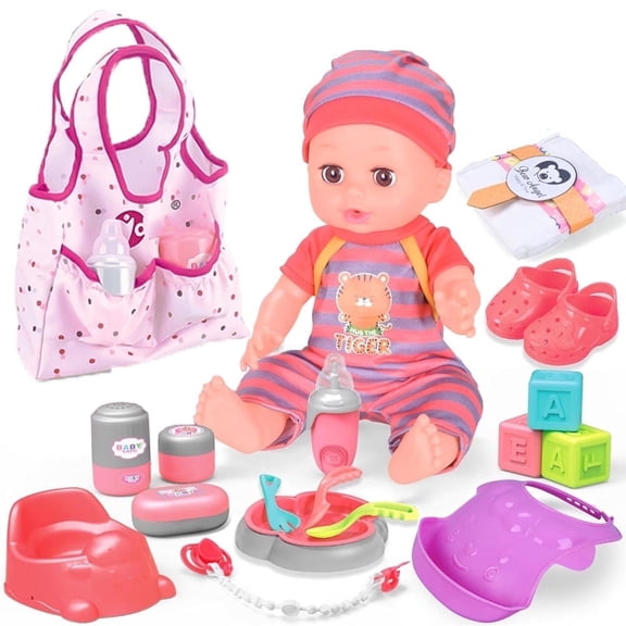 Baby Care Doll Toys Set Toy Set for Girls 2 3 4 5 Year Old, Pretend Play Toddler Toys, Birthday Gifts for Age 3-5 Years Girls