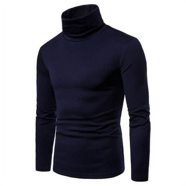 Mens Slim Fit Casual Turtleneck Sweaters Knitted Pullover Thermal ...