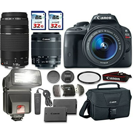 Canon EOS Rebel SL1 Camera Bundle with Canon EF-S 18-55mm f/3.5-5.6 IS STM Lens + Canon EF 75-300mm f/4-5.6 III Lens + 2pc 32 GB SD Card + Card Reader +
