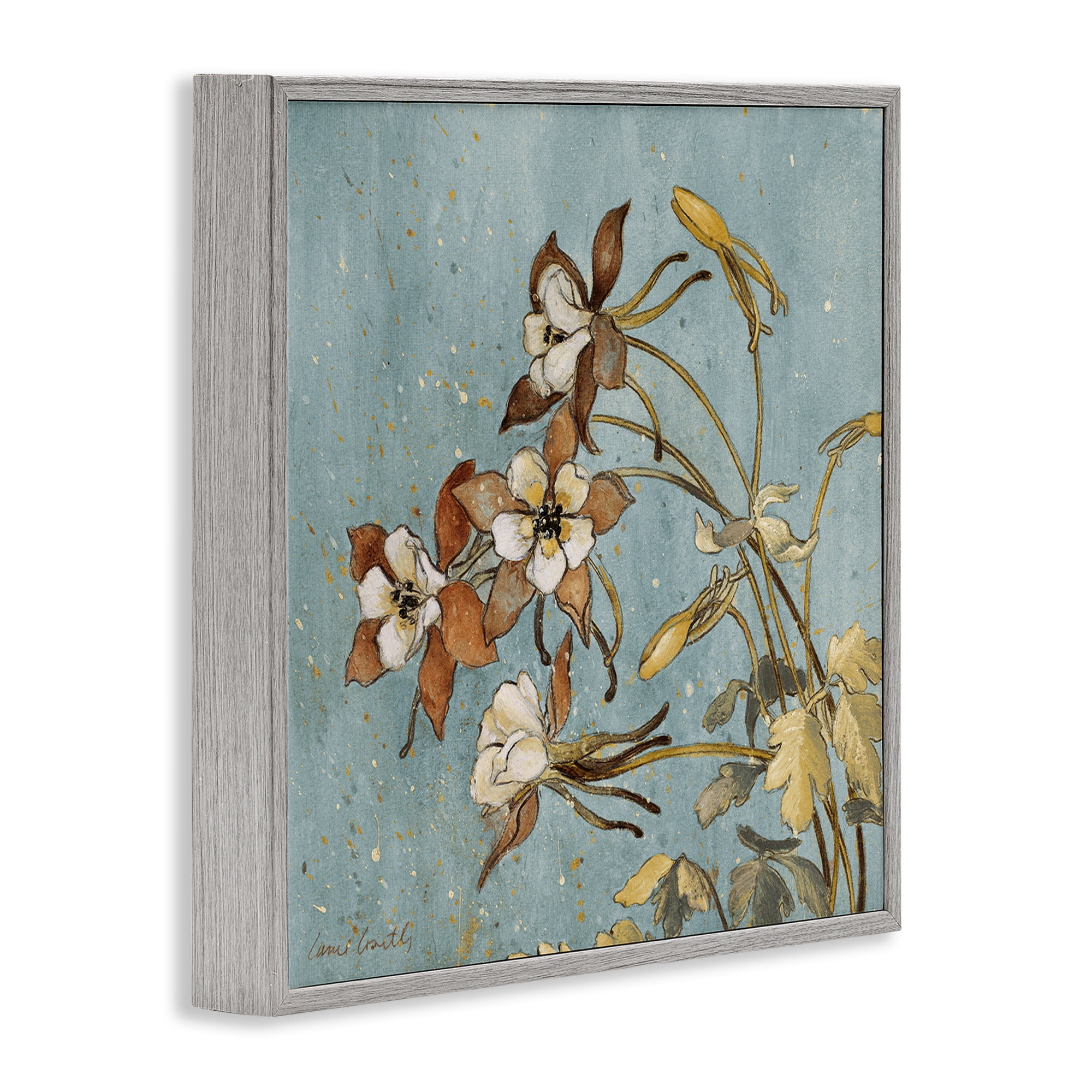 Stupell Industries Rustic Blooming Buds Botanical & Floral Painting Gray Framed Art Print Wall Art, 17 x 17