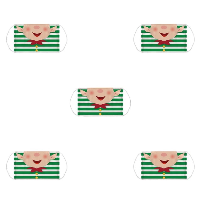 Guardoinrt Christmas Themed Dust Mask Breathable Polyester Printing Face Mask with Elastic Ear Rope Type 3 Pattern 2 5Set