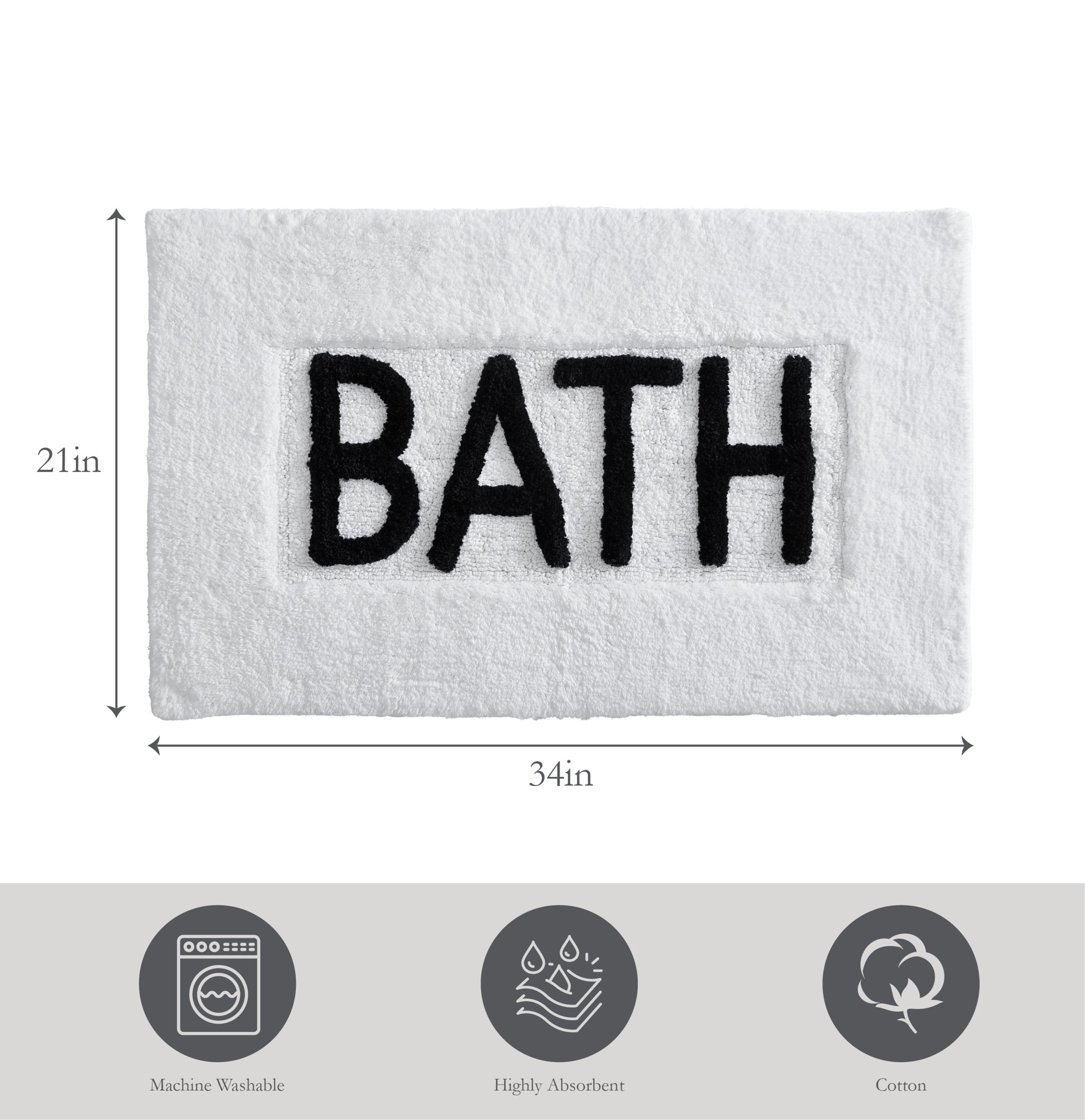Jean Pierre "Bath" 21"x34" Cotton Bath Rug, White