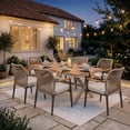 thumbnail image 2 of JOIVI 7-Piece Patio Dining Set, Outdoor Dining Furniture for 4-6 people, Stackable Patio Dining Chairs and Dining Table for Backyard, Deck( Tan & Stackable Chairs), 2 of 9